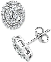 TruMiracle Diamond Halo Oval Cluster Halo Stud Earrings (1/3 ct. t.w.) in 14k White Gold