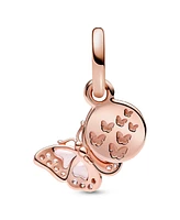 Pandora Cubic Zirconia Pink Butterfly Quote Double Dangle Charm