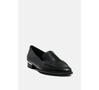 Anna Black Leather Slip-on Loafers