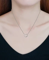 Giani Bernini Cubic Zirconia Accent Open Heart Pendant Necklace in Sterling Silver, 16" + 2" extender, Created for Macy's