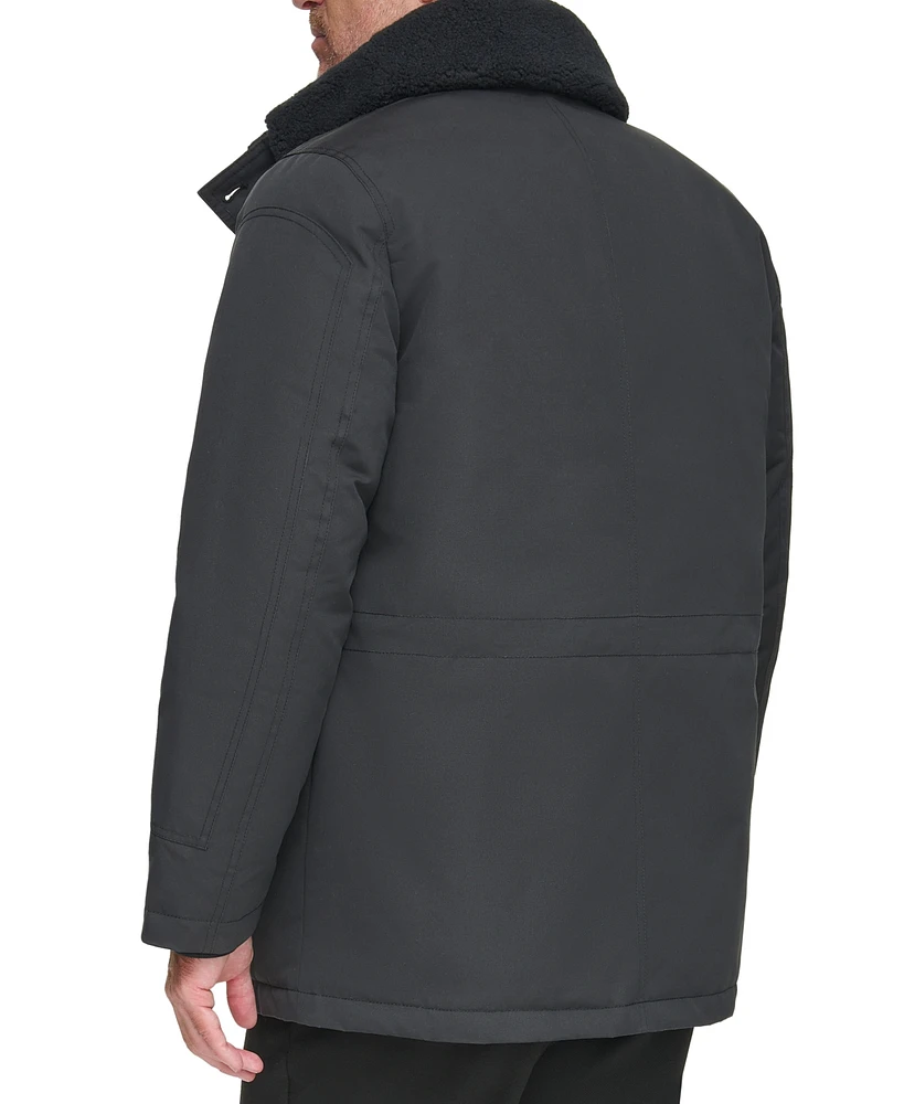 Marc New York Men's Wittstock Insulated Full-Zip Waxed Parka with Removable Fleece Trim
