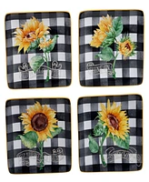 Certified International Sunflower Fields 4-Pc. Canape Plates asst.