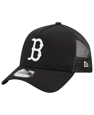 Men's New Era Black Boston Red Sox A-Frame 9FORTY Trucker Adjustable Hat