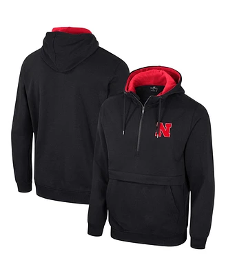 Men's Colosseum Black Nebraska Huskers Half-Zip Hoodie
