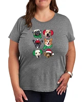 Trendy Plus Size Christmas Holiday Dogs Graphic T-shirt