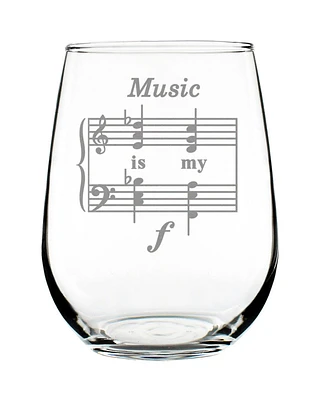 Bevvee Music is my Forte Musician Gifts Stem Less Wine Glass, 17 oz