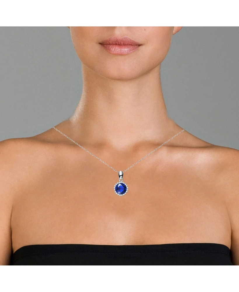 Sterling Silver White Gold Plated Clear Cubic Zirconia Stud Necklace