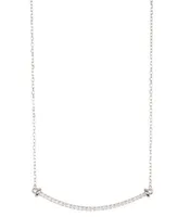 Adornia Silver-Tone Crystal Curved Bar Necklace, 16" + 2" extender