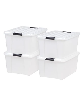 Iris 45 Quart Buckle Up Storage Box, 4 Pack, Pearl