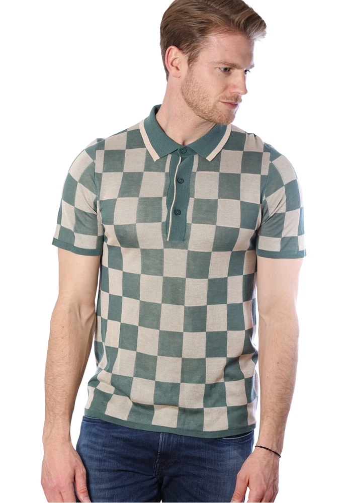 Bellemere Men's Checkered Tencel Polo Shirt