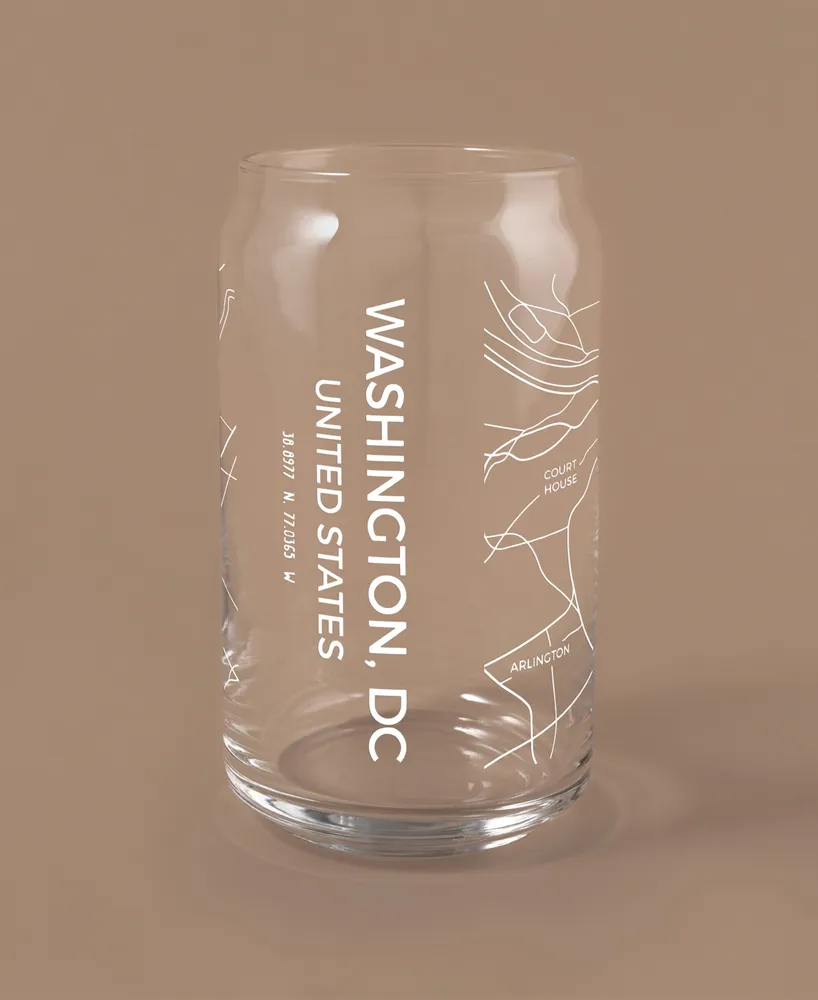 Narbo The Can Washington Dc Map 16 oz Everyday Glassware, Set of 2