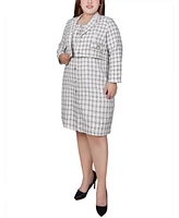 Ny Collection Plus Long Sleeve Jacket and Tweed Dress, 2 Piece Set
