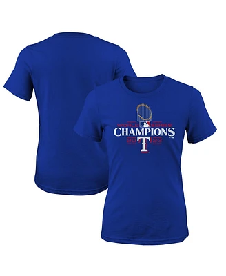 Big Girls Fanatics Royal Texas Rangers 2023 World Series Champions Official Logo T-shirt