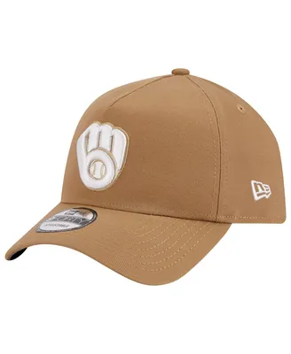 Men's New Era Khaki Milwaukee Brewers A-Frame 9FORTY Adjustable Hat