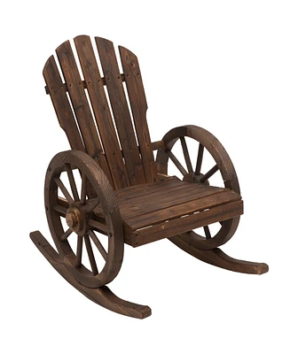 Outsunny Adirondack Rocking Chair with Slatted Design,