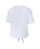 Women's Wear by Erin Andrews White Milwaukee Bucks Tie-Front T-shirt