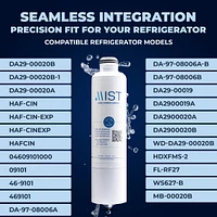 Mist DA29-00020B Water Filter Replacement. Compatible with Samsung: DA29-00020B-1, DA29-00020B, Haf-Cin/Exp, RF263BEAESR, RF28HMEDBSR, RF4287HARS, RF2