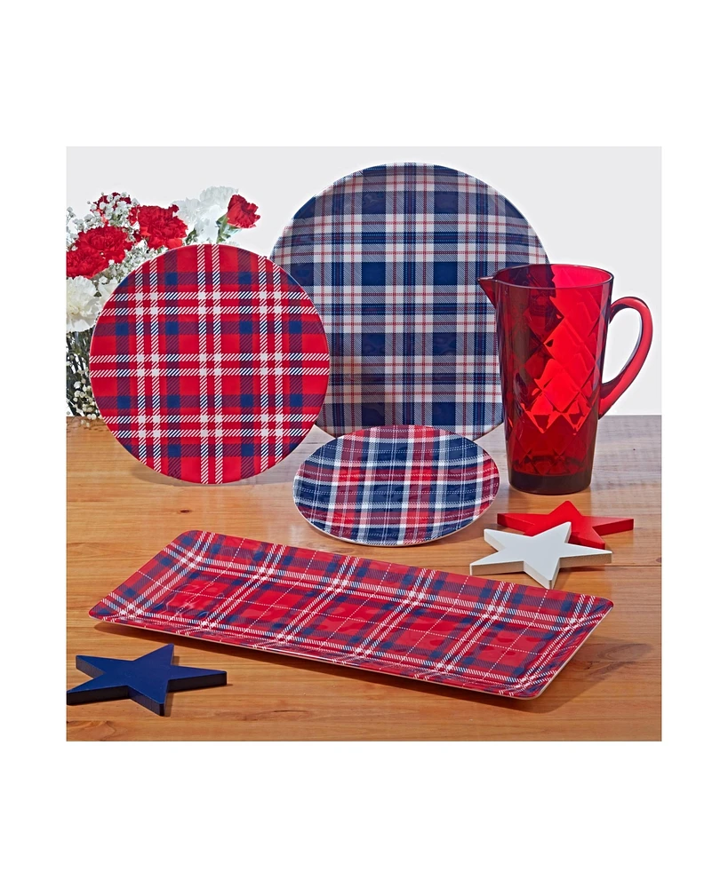 Certified International Patriotic Plaid Melamine Dinner Plate, Set of 6