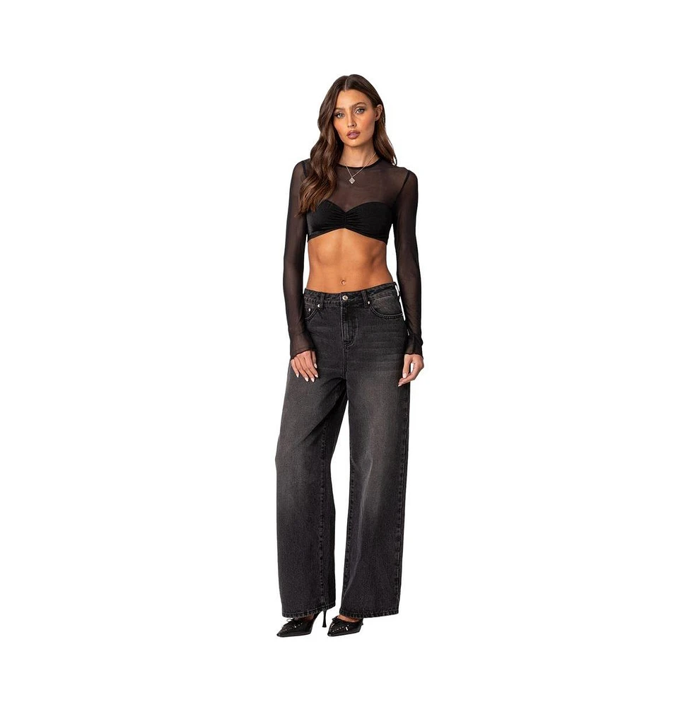 Women's Night out sheer crop top