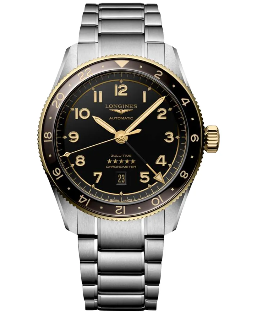 Longines Men's Swiss Automatic Spirit Zulu Time Stainless Steel Bracelet Watch 42mm