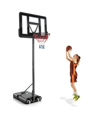 4.25-10 Feet Adjustable Basketball Hoop System with 44 Inch Backboard