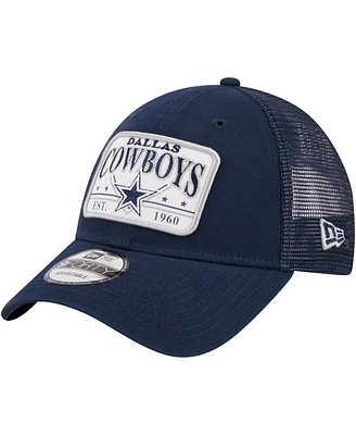 Men's New Era Navy Dallas Cowboys Plate 9FORTY Trucker Adjustable Hat