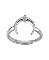 Unwritten Fine Silver-Plated Cubic Zirconia Crescent Adjustable Ring