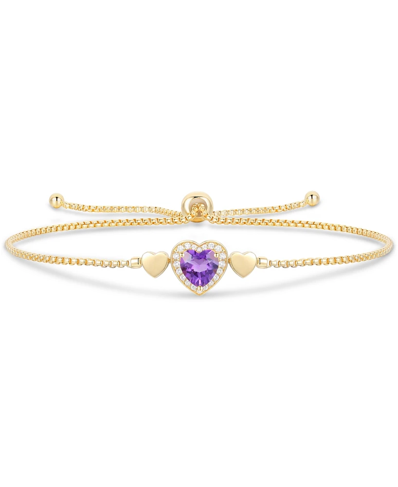 3-Pc. Set Amethyst (2-1/8 ct. t.w.) & Lab-Grown White Sapphire (1/3 Heart Ring, Pendant Bracelet 14k Gold-Plated Sterling Silver (Also