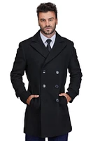 Braveman Men's Big & Tall Double Breasted Pea Coat Wool Blend Dress Peacoat