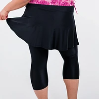 Calypsa Plus Flared Swim Skort With Capri Leggings