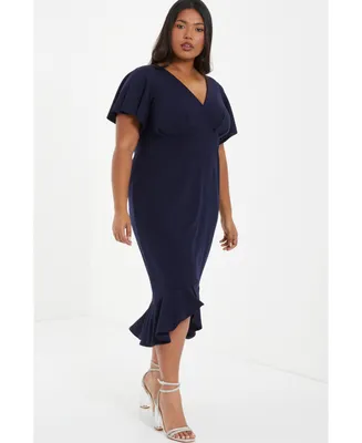 Quiz Women's V-Neck Frill Hem Midi Dress