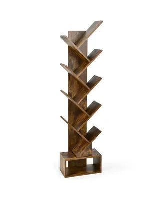 10-tier Tree Bookshelf with Drawer Free-standing Storage Bookcase