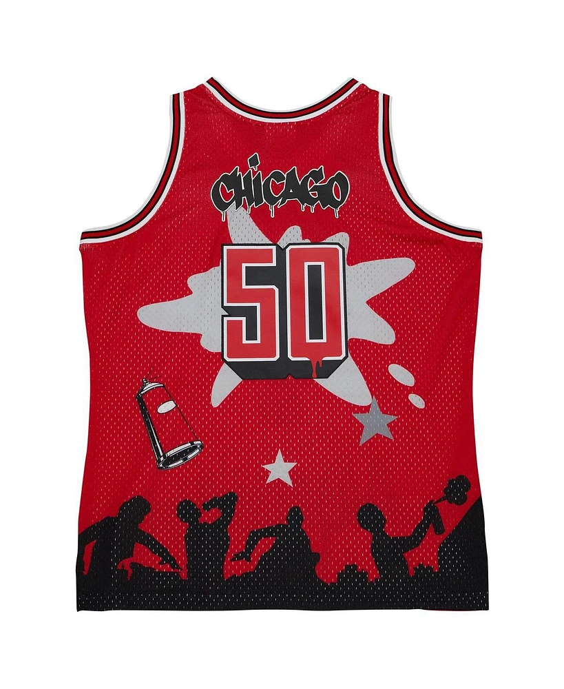 Men's Mitchell & Ness x Tats Cru Red Chicago Bulls Hardwood Classics Fashion Jersey