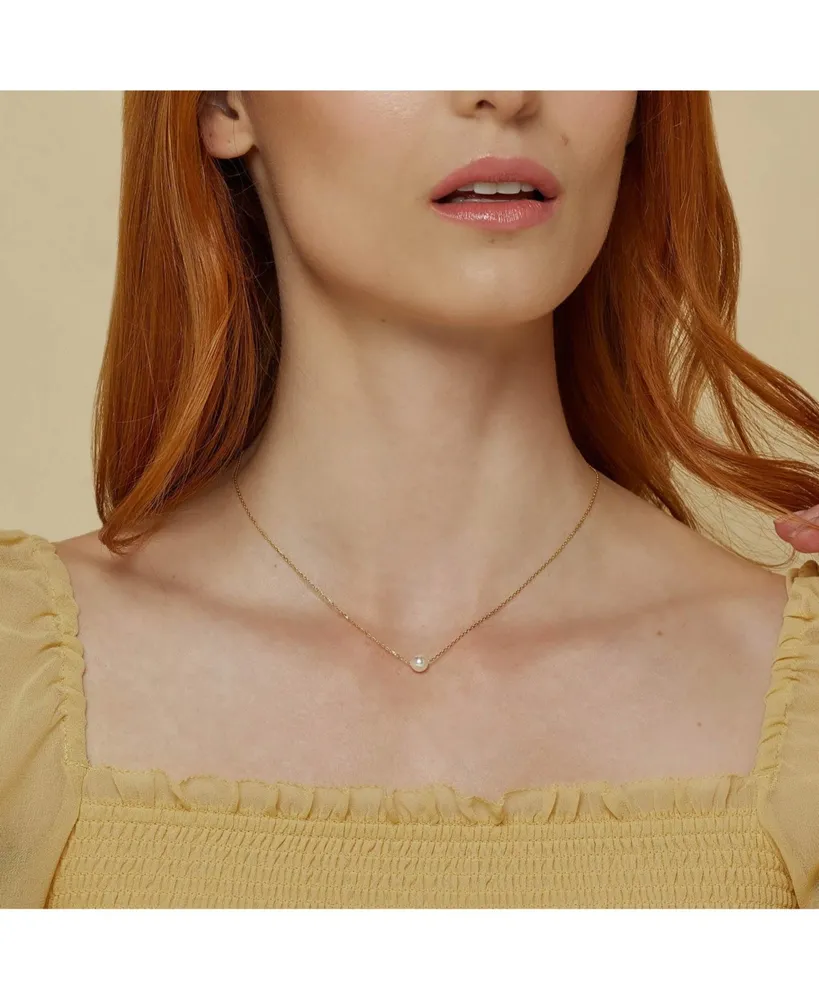 Sterling Silver 18k Gold Plated Abby Single Cultured Pearl Necklace – Lovely Gift Idea, Effortless Elegance