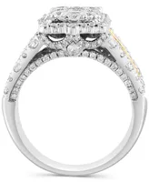 Effy Emerald Shaped Halo Cluster Ring (2-1/3 ct. t.w.) in 14k Two-Tone Gold