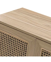 Accent Storage Rattan Cabinet Cupboard Console Table for Dining Room