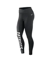 Women's Nike Black New England Patriots Yard Line Crossover Leggings