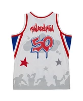 Men's Mitchell & Ness x Tats Cru White Philadelphia 76ers Hardwood Classics Fashion Jersey
