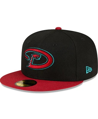 Men's New Era Black, Red Arizona Diamondbacks Road Authentic Collection On-Field 59FIFTY Fitted Hat