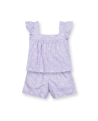 Hope & Henry Baby Girls Flutter Sleeve Faux Top Pull-On Linen Romper