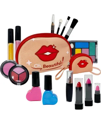 The New York Doll Collection Washable Girls Makeup Kit - 16 Pieces Set