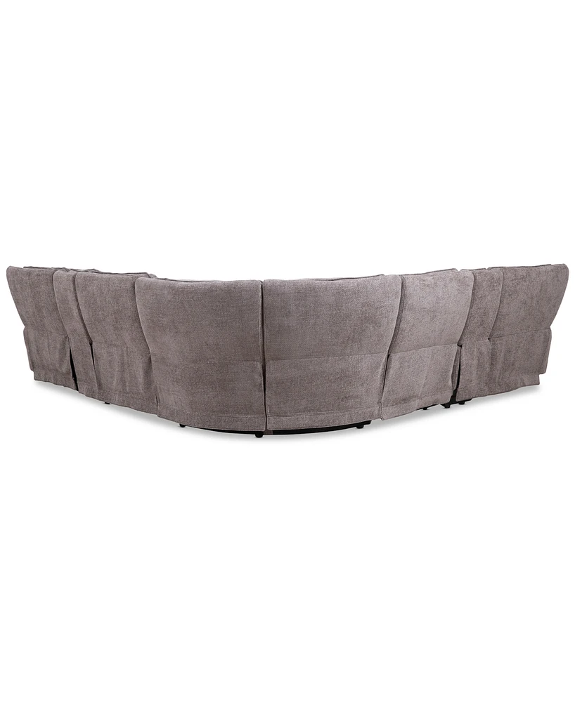 Closeout! Deklyn 129" 7-Pc. Zero Gravity Fabric Sectional with 3 Power Recliners & 2 Consoles, Created for Macy's