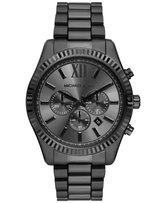 Michael Kors Men's Lexington Chronograph Black Ion Plated Stainless Steel Watch 44mm