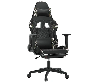 vidaXL Gaming Chair with Footrest Black and Camouflage Faux Leather