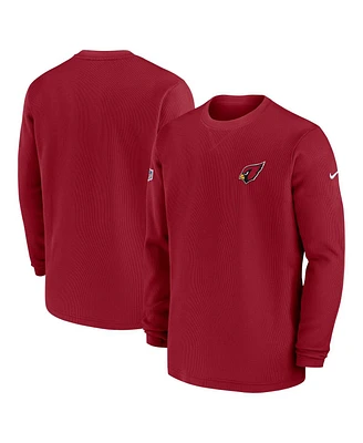 Men's Nike Cardinal Arizona Cardinals 2023 Sideline Throwback Heavy Brushed Waffle Long Sleeve Top