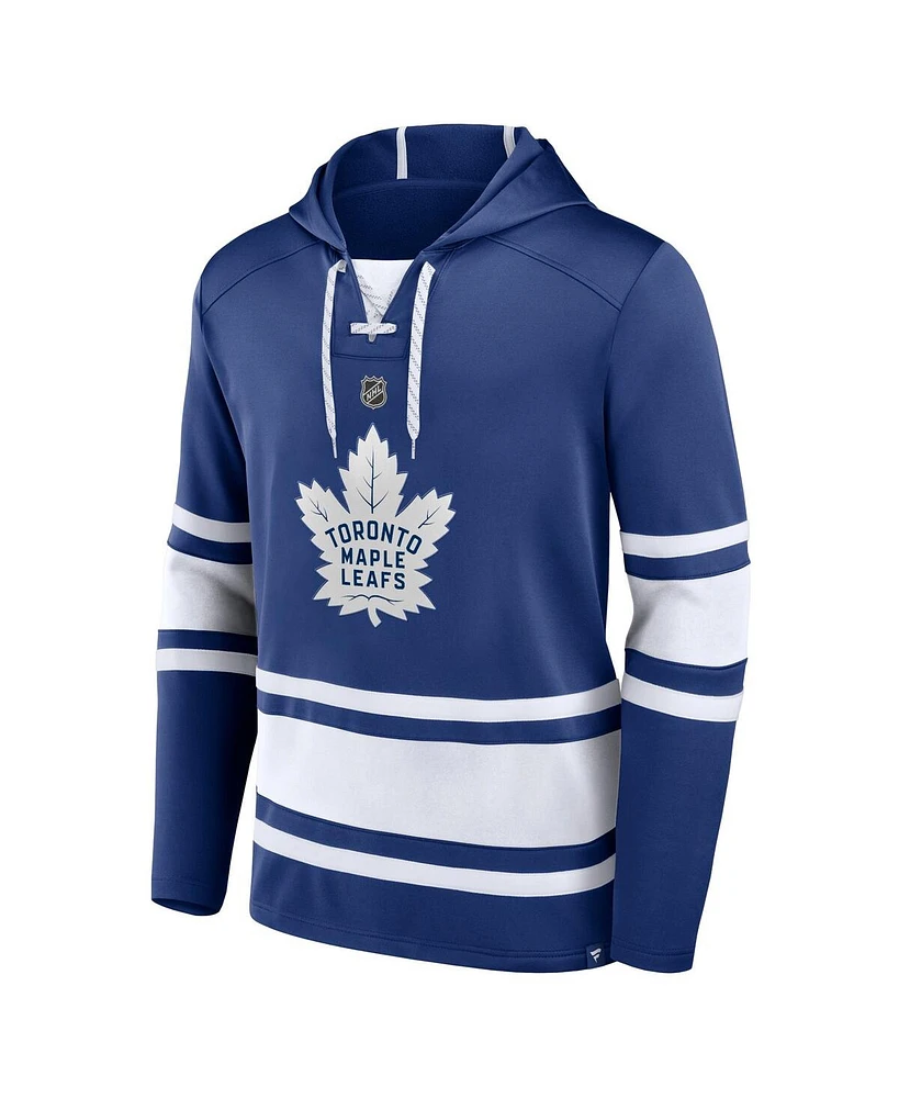 Men's Fanatics Auston Matthews Blue Toronto Maple Leafs Name and Number Lace-Up Pullover Hoodie