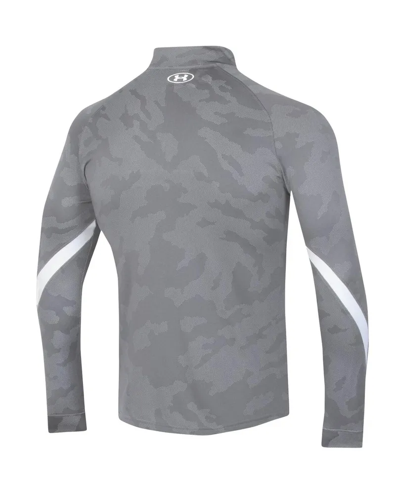 Men's Under Armour Steel Wisconsin Badgers Game Day Camo Raglan Quarter-Zip Top