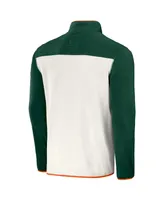 Men's Darius Rucker Collection by Fanatics Forest Green, White Miami Hurricanes Micro Fleece Half-Snap Jacket