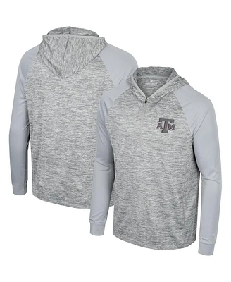Men's Colosseum Gray Texas A&M Aggies Cybernetic Raglan Quarter-Zip Hooded Top