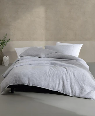 Closeout! Calvin Klein Modern Cotton Ribbed Matelasse Melange Tencel Jersey 3 Piece Duvet Cover Set